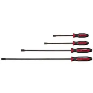 212 MAIN Red Dominator Curved Pry Bar Set - 4-Piece, Alloy Steel, Patent-Protected Handle, Capped Ends
