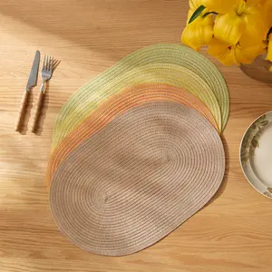 4PCS Oval Table Placemats Braided Woven Place Mats Lightweight Washable Heat Resistant Table Mats for Wedding Party