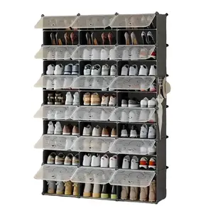 36 Grid Stackable Modular Shoe Rack Large Capacity Clear Adjustable for Sneakers Heels Entryway Closet Storage Solution