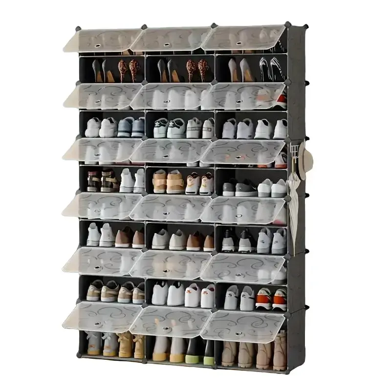 36 Grid Stackable Modular Shoe Rack Large Capacity Clear Adjustable for Sneakers Heels Entryway Closet Storage Solution