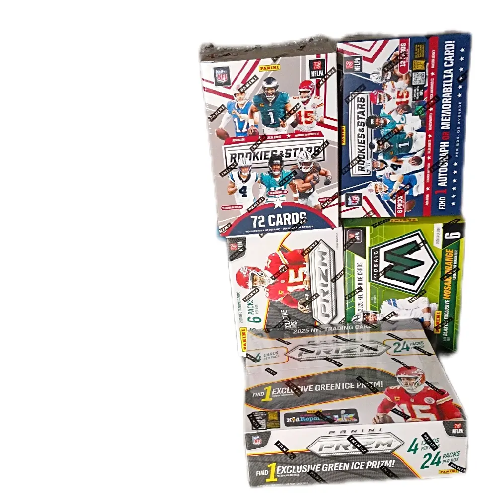 PYT BREAK (1) PRIZM RETAIL BOX, (2) ROOKIES AND STARS BLASTER, (1) PRIZM BLASTER, (1) MOSAIC BLASTER