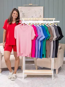 Zenana Brushed Microfiber V Neck Top & Biker Short Set | S-3X