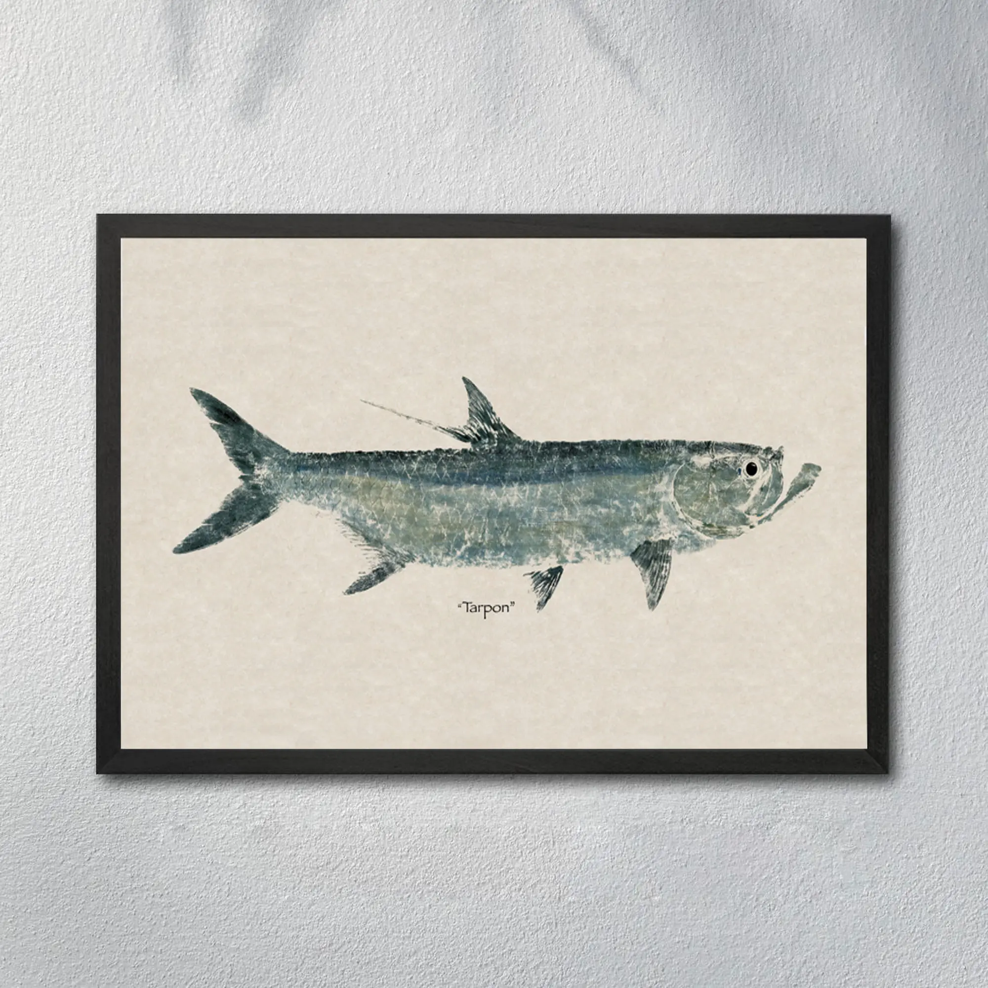 Tarpon Gyotaku Fish Poster, Coastal Wall Art Print, Vintage Marine Decor, Fishing Cabin Wall Decor, Nature Illustration