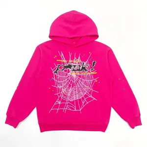 PINK Spider Hoodie, Inspired Spiderweb Hoodie, Unisex Oversized Streetwear Pullover, Hip-Hop Gothic Graphic Top for Couples