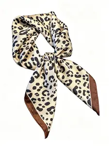 Fashion Leopard Print Square Scarf, Casual Soft Comfortable Shawl for Women, Fashion Accessories for Daily Wear, Trendy All-match & Exquisite Scarf for Birthday Gift, Boho Style Scarf