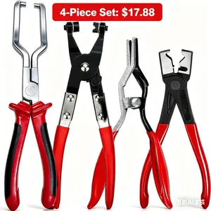 Professional Hose Clamp Kit 4Pcs, Fuel Line Pliers Set, Includes Disconnecting Pliers, Crimping Plier, Cutting Plier, And Wire Strippers for Tackle Wiring, Electrical Repairs, Auto Maintenance
