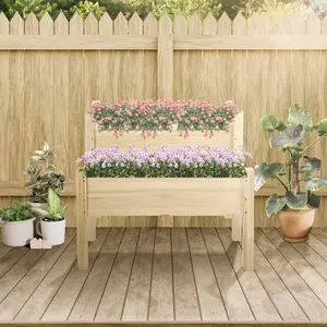 2-Tier Raised Garden Bed — Wooden Planter Stand for Vegetables & Herbs