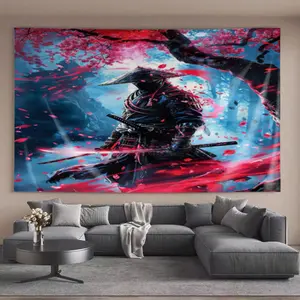Simple Tapestries A mysterious samurai holding a sharp sword under the cherry blossom tree Cool A perfect gift for family and friends