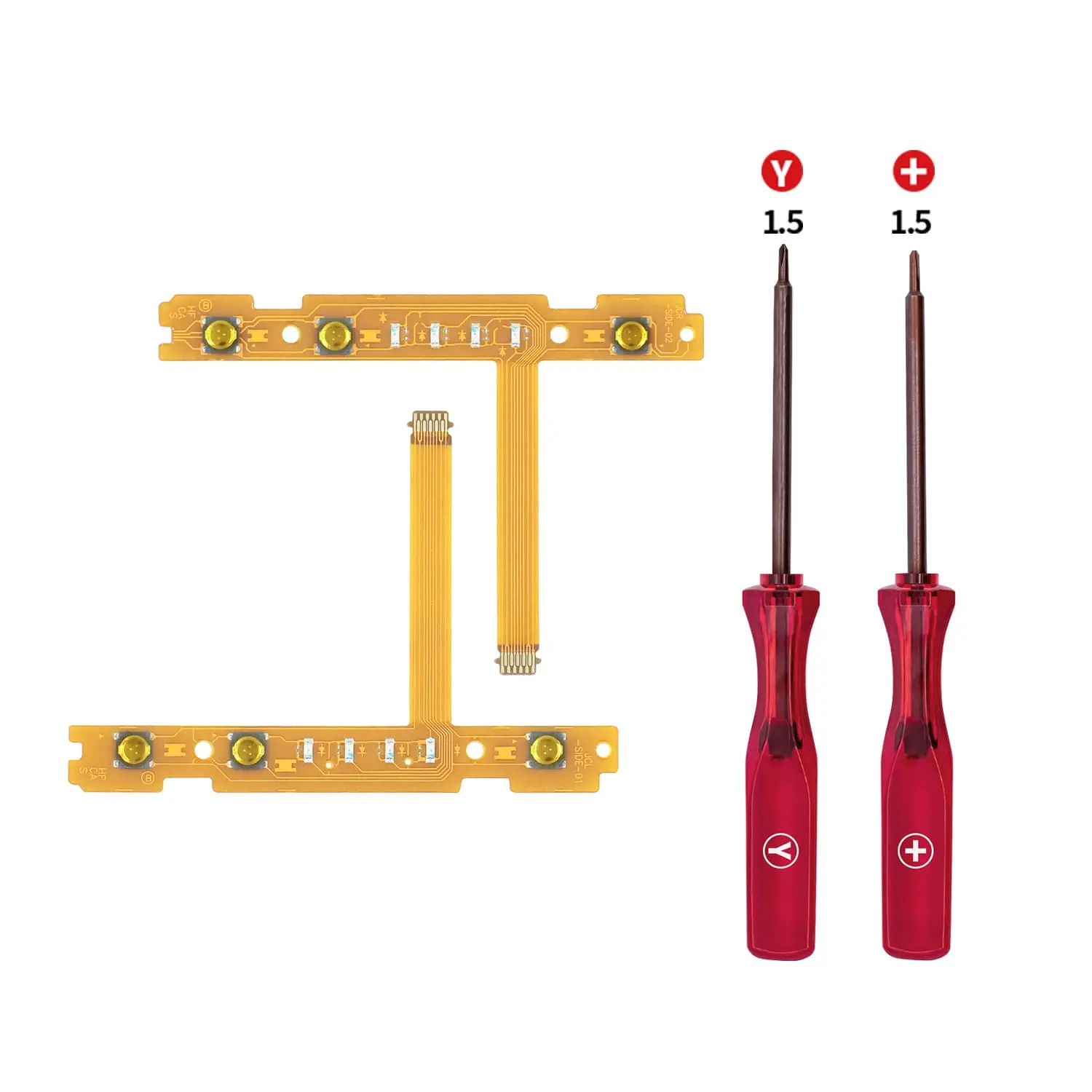 Mcbazel Durable Materials SL SR Left-Right Button Flex Cable for Nintendo Switch/Switch OLED Joy-Con Controllers, DIY Repair Kit with Color-Coded Cable Slots, Y-Screwdriver & +-Screwdriver Console Accessories Spare Parts