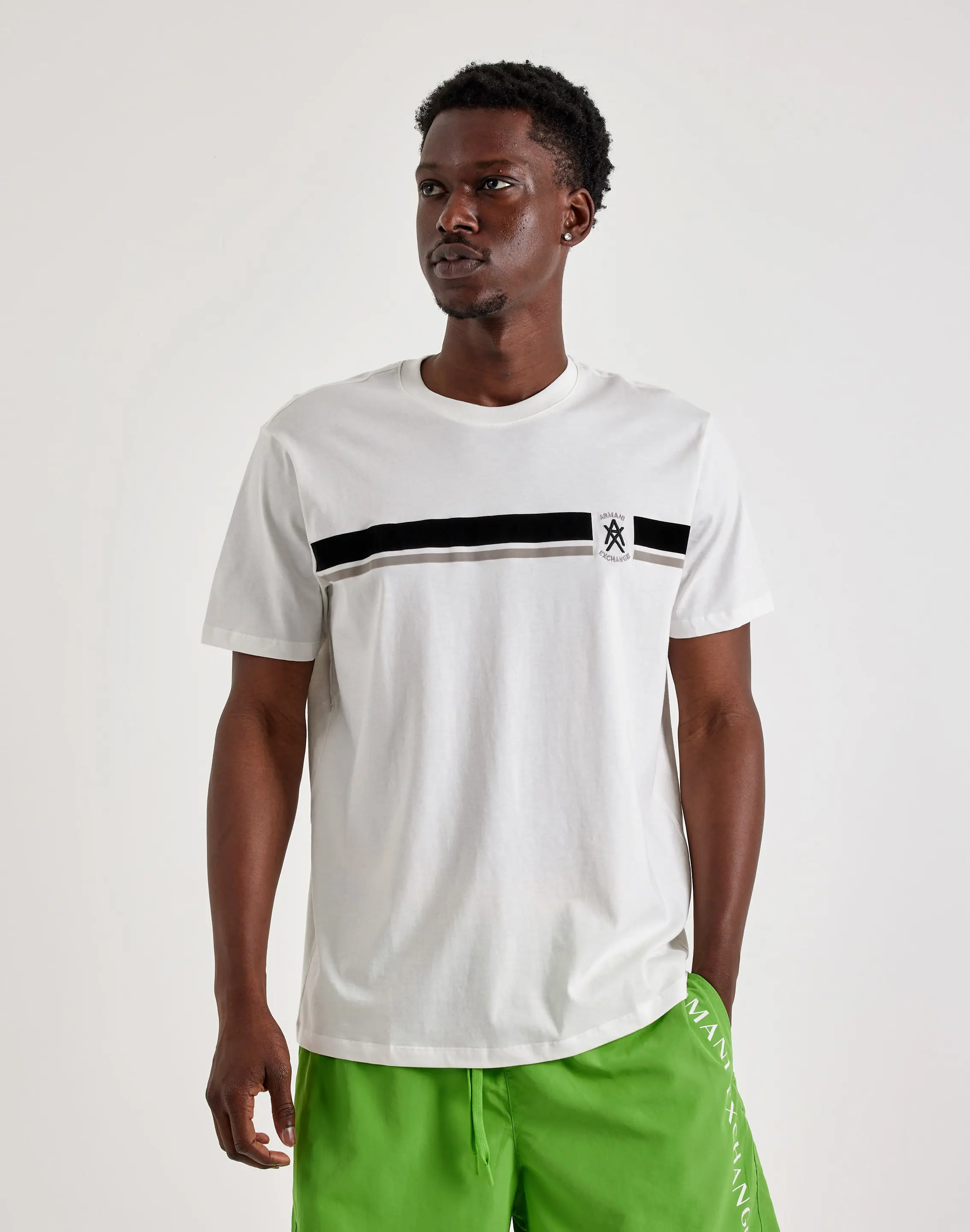 Mens Armani Exchange Logo Stripe Tee