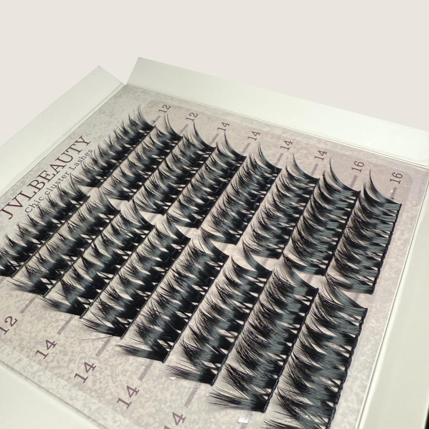 JVLBEAUTY【Serpentess】Segment False Eyelashes, Voluminous Individual Clusters, C Curl, Edgy Vibe, European & American Style, Original Design Makeup