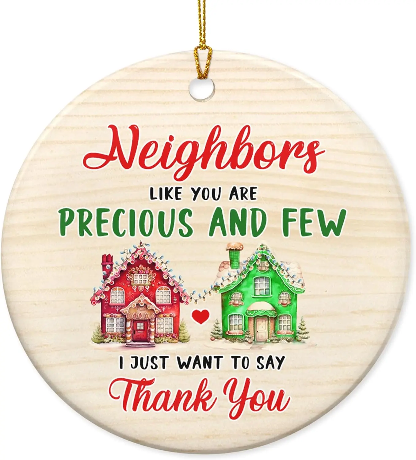 Neighbors Friendship Gifts for Women, Men - Christmas Ornaments 2024, Friendship Gifts for The Neighborhood, Thank You Gifts for Friends - Christmas Tree Decoration Ceramic Ornaments
