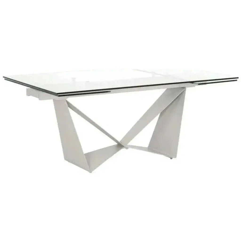 Rectangle Glass Top Extendable Dining Table