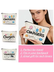 Colorful Charger Storage Bag, Portable Tech Organizer for Cables, Adapters, Power Banks, School, Commute, Daily Use, Travel, Makeup Tools, Travel Organization Pouch, Durable Pouch, Zipper Pouches, Travel Accessories, Travel Essentials