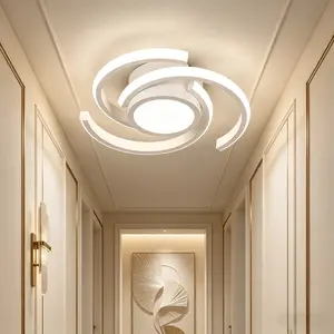 Modern Minimalist LED Ceiling Light, Three Color Temperature Switch, Semi-Recessed Fixture, 85-265v Hardwired, for Bedroom, Living Room, Hallway, Kitchen, Entryway