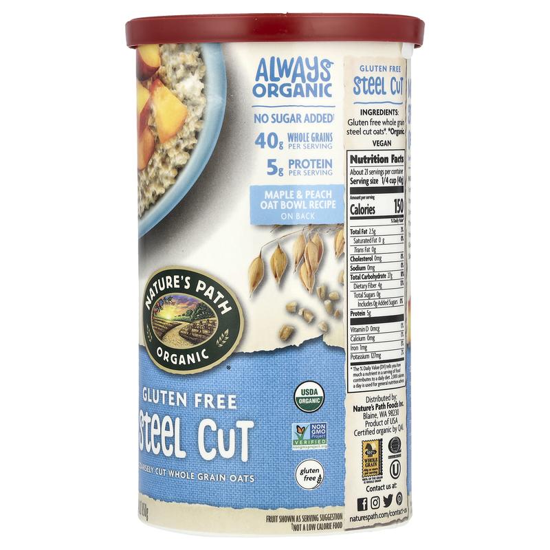 Nature's Path Organic Whole Grain Oats, Gluten Free, Steel Cut, 30 oz (850 g)