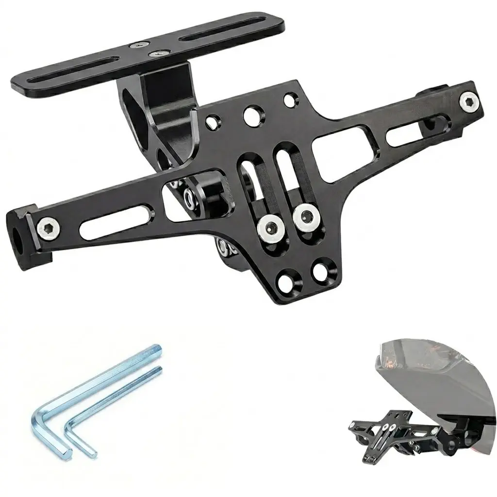 Motorcycle License Plate Holder, Motorcycle License Plate Bracket with Screws, Universal Accessories for Most Motorcycles, Automotive