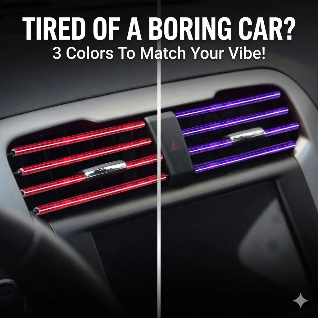 20/40Pcs DIY Car Air Vent Trim Strip Chrome Look PVC Interior Moulding Decoration for All Straight Air Vent Outlet