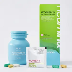 Neumina Women's Wellness Bundle: Multivitamin Packs + Akkermansia Supplement for Gut Harmony, Hair, Skin, Nails & Stress Relief (Made in USA)