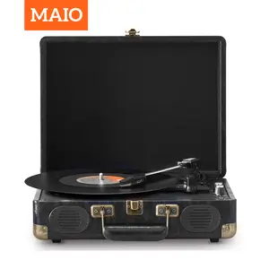 Maio S100 vinyl record, turntable, gramophone device, high-fidelity stereo, built-in speaker, 3-speed, belt-driven vintage gramophone, 3.5mm music output, can be connected to external speakers, the best holiday gift, a music feast for family and friends!
