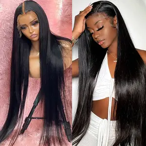 30 34 inches Straight Lace Front Human Hair Wigs 250% 13x6 HD Lace Frontal Wig Pre plucked Natural Hairline 100% Raw Human Hair Wigs