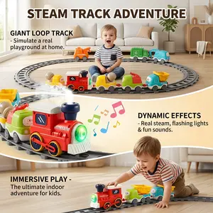 Toy Train Electric Train Set for Tracks Christmas Motorized Train Toys for Toddlers, Battery Operated Train Includes Lights, Sounds, Smoke The Best Gift for the Kids in the Family Christmas and Children's Day gifts