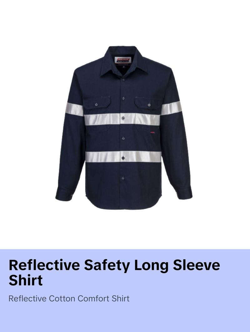 Portwest Geelong Shirt, Long Sleeve, Regular Weight Reflective Safety MA908 Portwest Geelong Shirt, Long Sleeve, Regular Weight Reflective Safety MA908