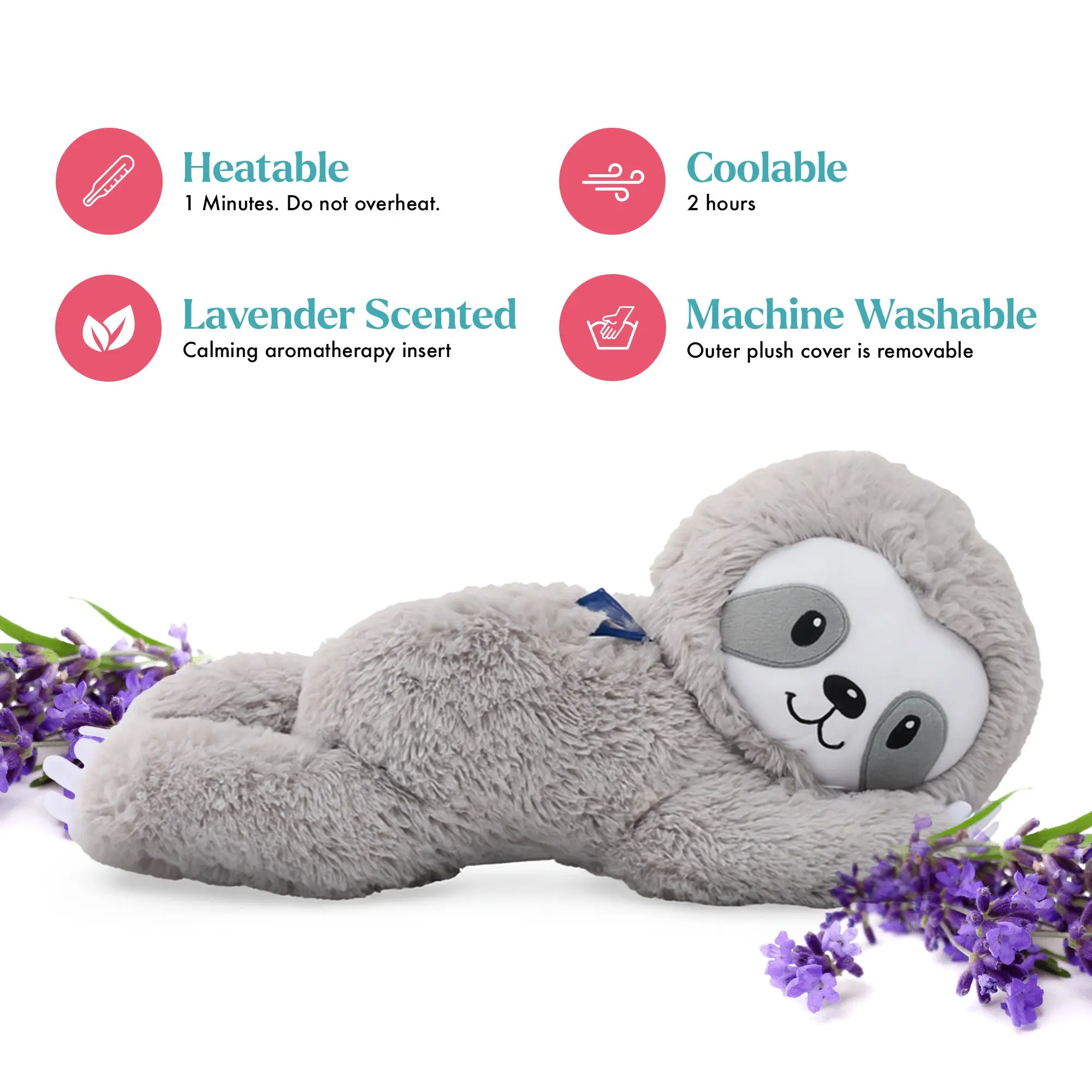 Lilly's Love Heatable & Coolable Lavender Scented Stuffed Animal - Microwavable Heatable Pad for Kids & Adults - Machine Washable Plushie w/Removable Inner - Calming Stuffed Animal for Anxiety