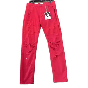 Blind Trust Men's Red Ripped Jeans - Comfortable Casual Pants for Everyday Wear - Menswear