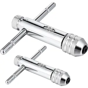 2 count Ratchet T Handle Tap Wrench, Adjustable T Bar Handle Holder Ratcheting Tap Wrench for Metric M3-M8 / M5-M12 Thread Screw Taps