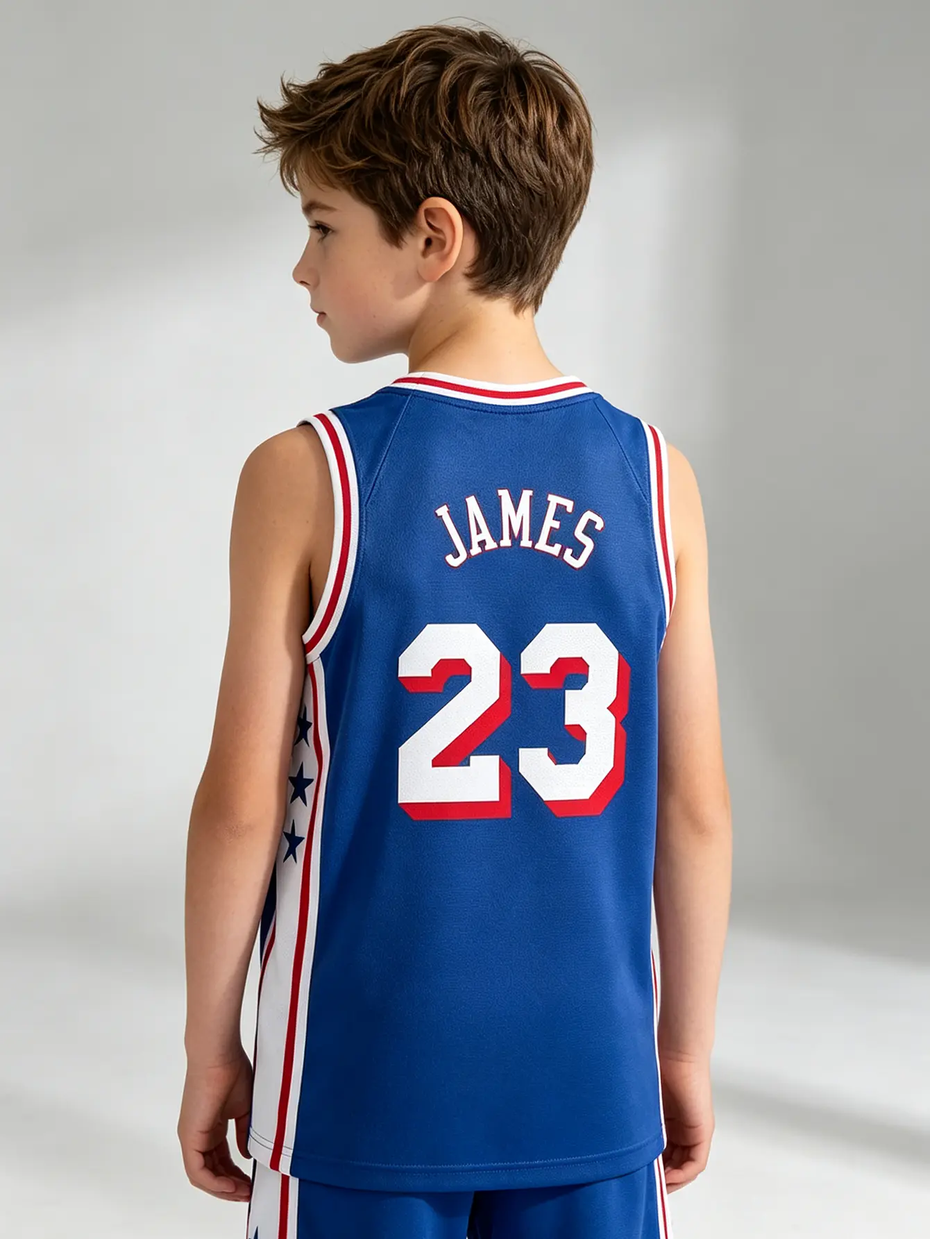 Unisex Basketball #23 James Philadelphia Team Swingman Jersey, Retro Style Basketball Tank Top, Breathable Mesh Sleeveless Athletic Jersey, Boys & Girls Number Printed Sports Uniform for Training, Game and Costume Occasions
