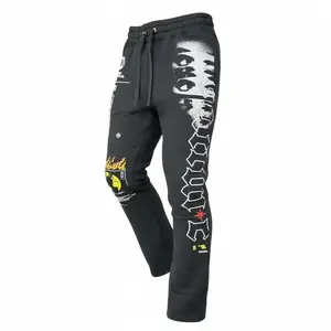 Highly Undrtd ‘Obsessive Culture' Stacked Joggers (Black) UF5209