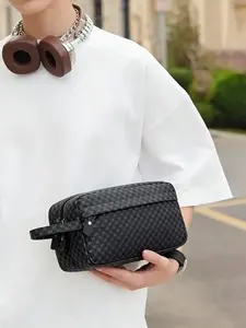1pc Men's handbag is fashionable, simple, casual, and retro, suitable for daily commuting.It lightweight, durable, versatile, Pouch Pocket Canvas Practical Faux Organizer Large Sleek Fashion Modern Strap Zipper