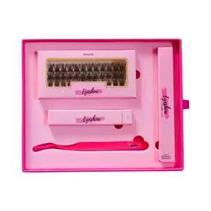 Eyeshine Volume Lash beginner kit includes (black 12-16mm) lashes, Black Bond and Seal, tweezer, and oil remover