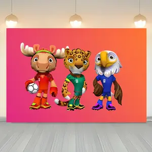 Tapestry (  1Pc 2026  Mascot Cartoon Banner Happy Birthday Tapestry Hanging Photography For Holiday Party Decorations Backdrop Sign Background Cloth For Birthday Party Favor