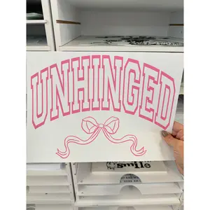 RTS UNHINGED BOW SINGLE COLOR PINK Screen Print transfers size ADULT 9X12.5    7-E