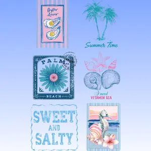 Summer Beach DTF Gang Sheet Ready to Press | Oyster Lover, Vitamin Sea, Sweet and Salty Coastal Designs