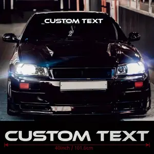 1pc Customizable Your Text Windshield Banners Reflective Car Decal, Alphabet Theme Vinyl Sticker with Glitter, Irregular Shape, Matte Finish, Glass Surface Compatible, Self-Adhesive Mount, Single Use [CZ00016]