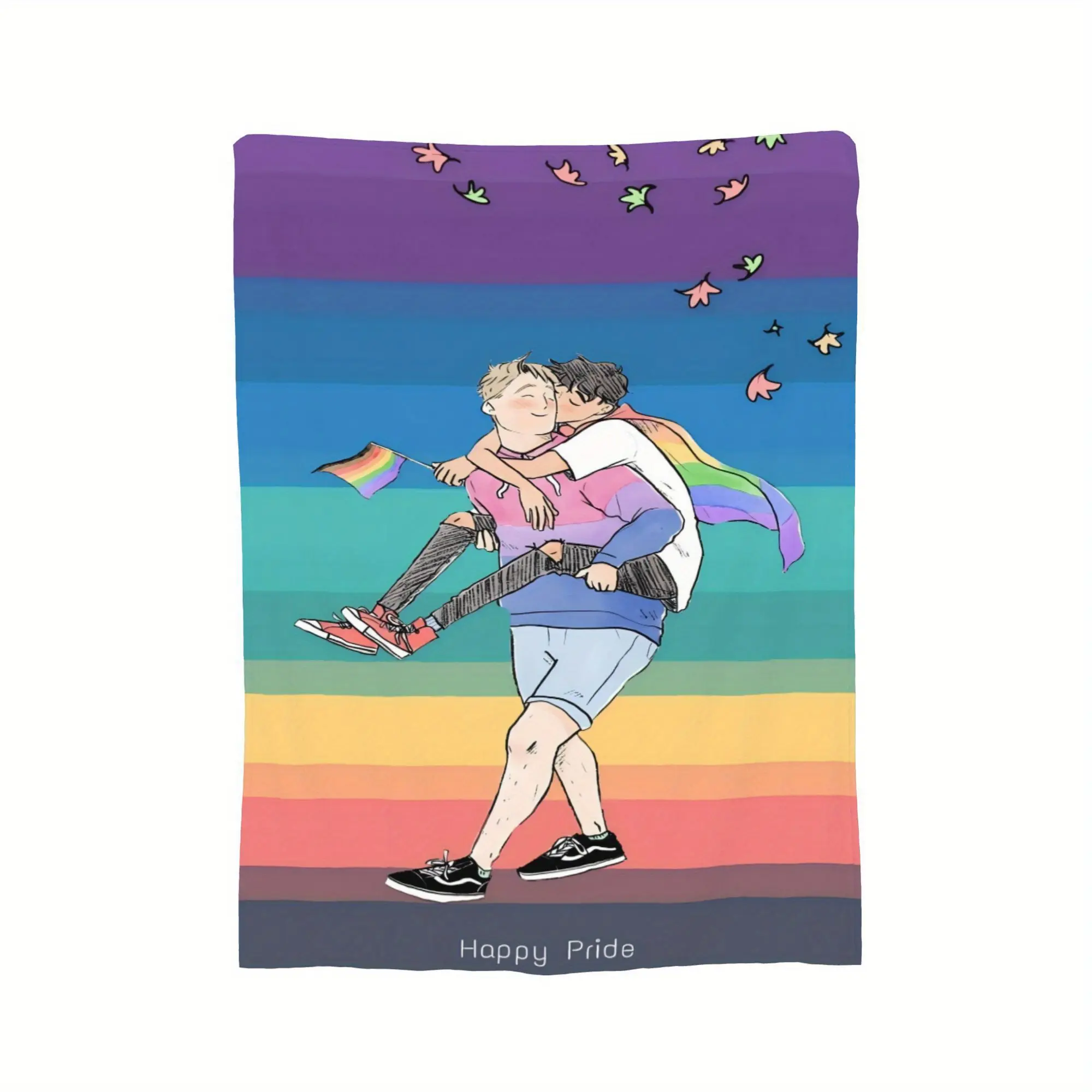 Heartstoppers Anime-Themed Soft Fuzzy Flannel Blanket - 40x50,50x60 Sizes, Vibrant Rainbow Stripes, Playful Characters, Wrinkle-Resistant, All-Season Cozy Throw, Christmas, Valentine, Thanksgiving Gifts for Kids