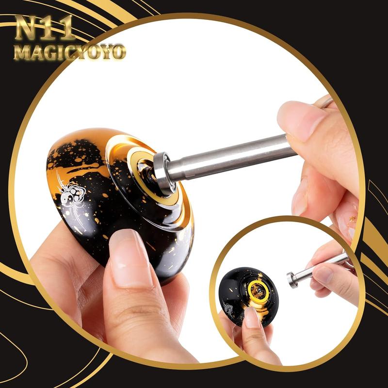 MAGICYOYO Dual Purpose Yoyo- Responsive Yoyo N11 & Unresponsive Yoyo Alloy YoYo with Yoyo Glove + Bag + Unresponsive Bearing Kit + 12 Yoyo Strings