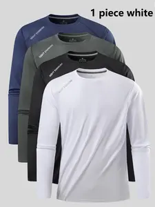 Men's Long Sleeve Crewneck T-Shirt, Casual Fashion Tee for Daily Wear & Outdoor Activities, Comfortable Fit Design for Men