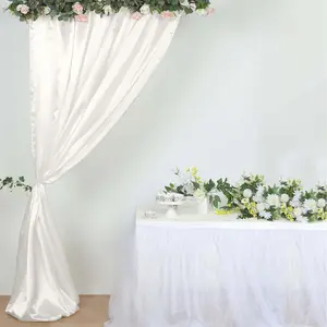 Ivory Satin Backdrop Drape Curtain, Photo Booth Event Divider Panel - 8ftx10ft