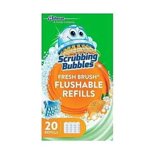Scrubbing Bubbles Flushable Toilet Bowl Wand Cleaner Refills, Fresh Brush Cleaner Toilet Refill Pads, Removes Limescale & Odors, Citrus Scent, 20 Count (Pack of 1)