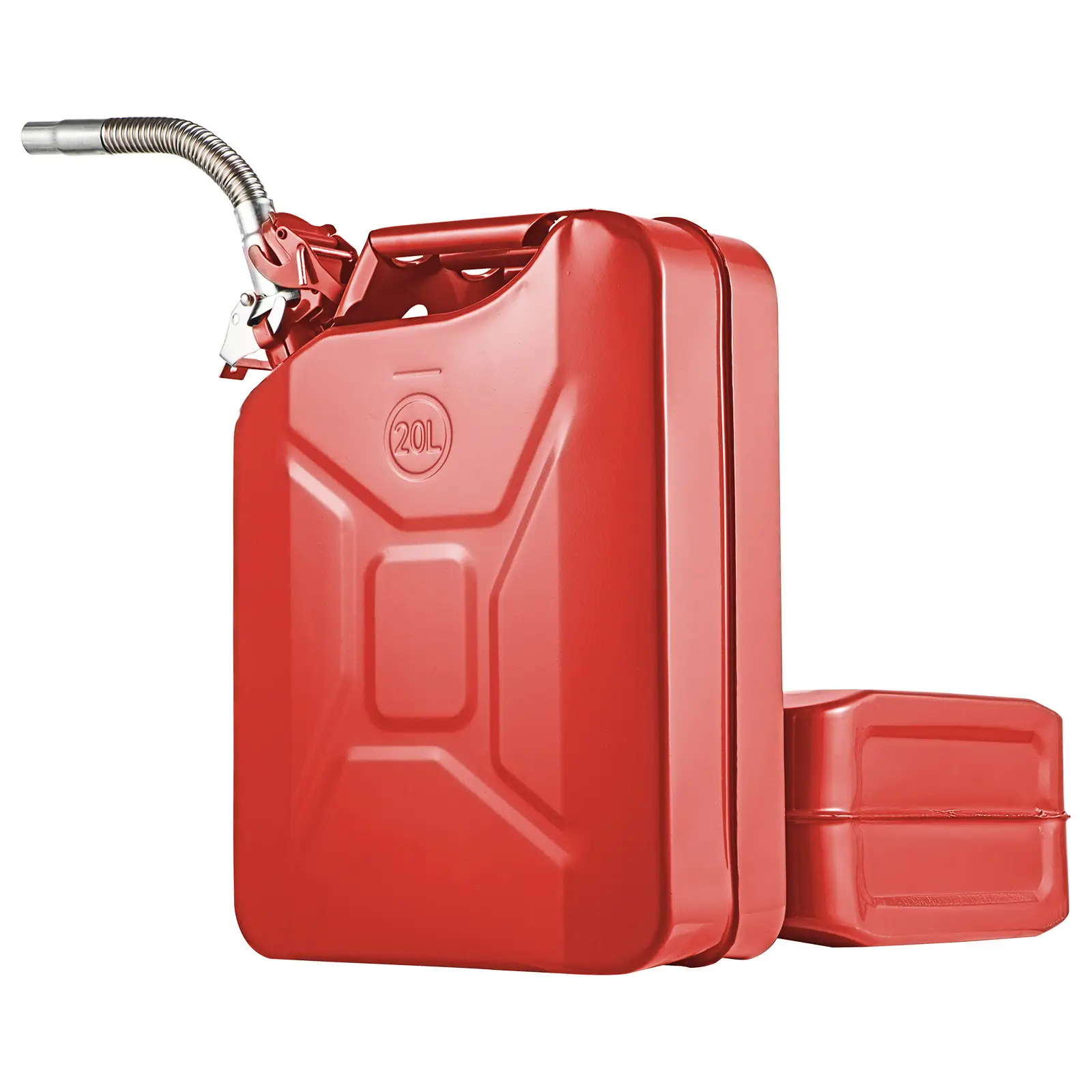 VEVOR Jerry Fuel Can, 5.3Gal / 20L Portable Jerry Gas Can with Flexible Spout System, Rustproof ＆ Heat-resistant Steel Fuel Tank for Cars Trucks Equip