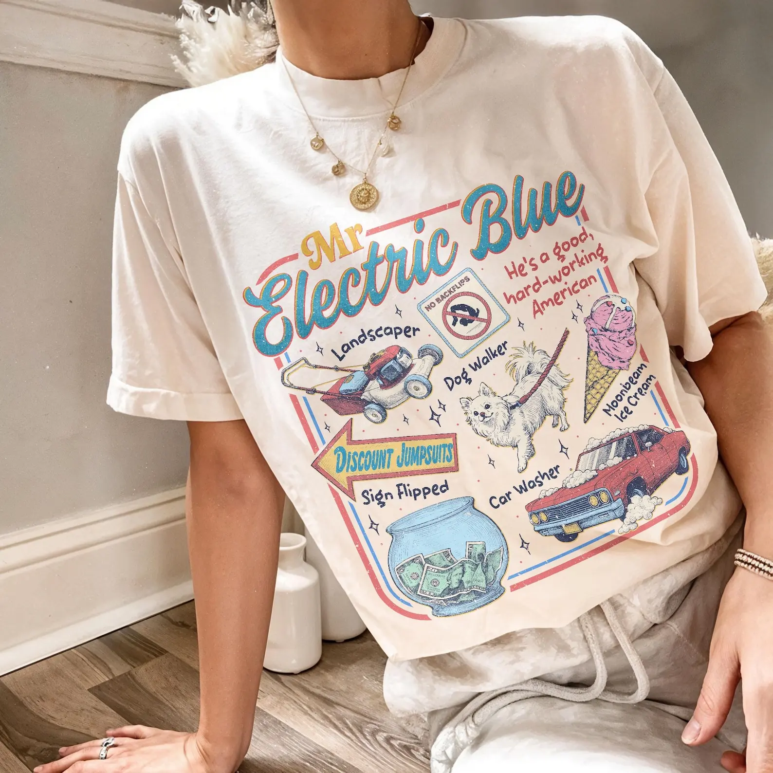 Mr Electric Blue T-Shirt Comfort Colors, Moonbeam Ice Cream Tee, America Concert Tour Tee, Tour Album 2025 Concert Tee, Album 2025 Concert Merch, Full Sizes