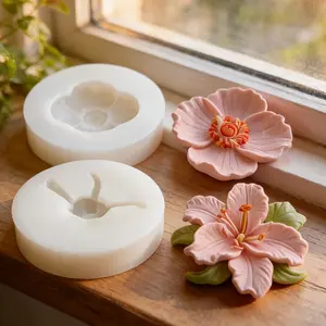 2-Piece 3D Flower Silicone Mold Set, Resin Casting Molds for DIY Scented Candles, Crafts, Soap, Gypsum, Clay, Ideal for Home Decor Gifts