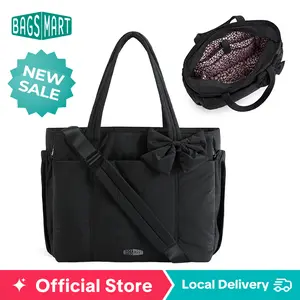 【NEW IN】BAGSMART Cute Puffer Tote Bag, Multiple Floral Print Exterior & Interior Styles, 14L/20L Lightweight Multifunctional Portable Bag & Laptop Shoulder Handbag for Work, Travel, School & Mom Use  Mothersdaygift