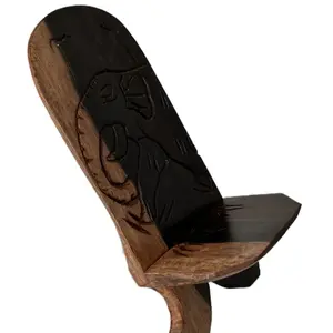 Mini Handcarved African Chair for Decor - Unique Carved Design, Ideal for Home Decor