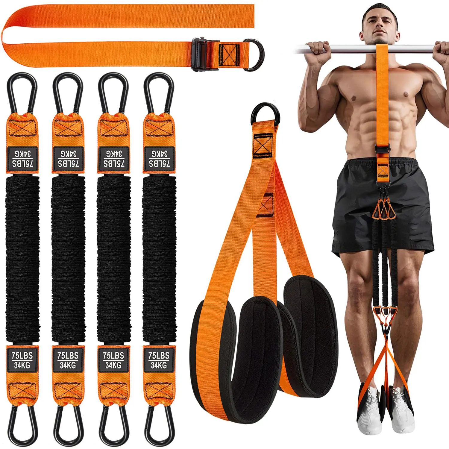2026 New Pull Up Assistance Bands, Adjustable Heavy Duty Resistance Band for Pull Up Bar, Pull Up Assist Bands with Feet Rest for Strength Training, Home Fitness Workout Equipment