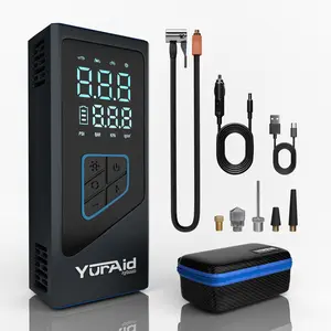 Premium Portable Tire Inflator for Car 150PSI Wheel Tire Portable Air Compressor Inflator Tires For Vehicles Fast Electric Digital Tire Pressure Pump Gauge For Car Bike Motorcycle Portable Air Compressor with Safety Hammer and Multiple Inflation Modes